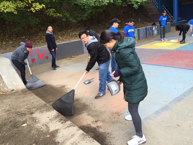 Cleaning up the Playground at the Jackson-Mann K-8 School